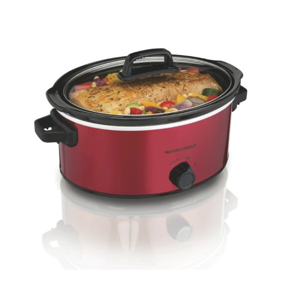 6 Quart Capacity, Large Capacity, Serves 7+, Dishwasher-Safe Removable Crock red - Picture 1 of 7